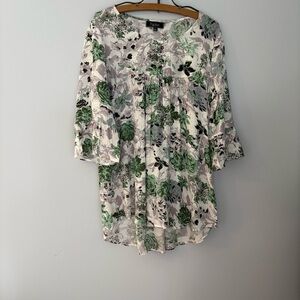 Papillon Woman’s S Floral Print Tunic Top Bell Sleeve
